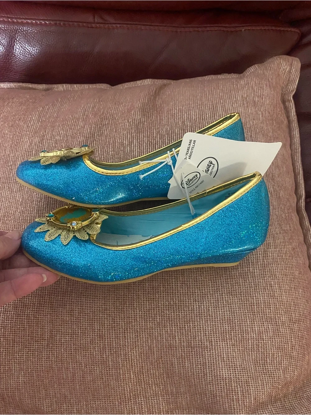 Disney Princess Jasmine Kids Costume Shoes Size Youth 2/3 NWT
